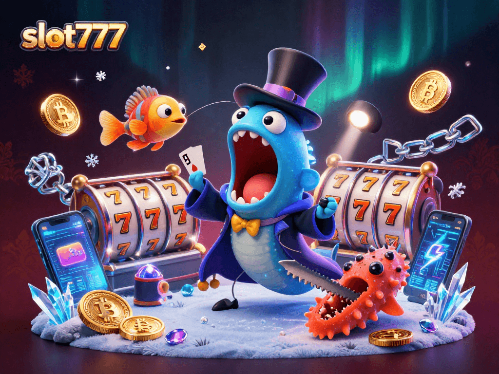 Experience thrilling wins at slot777 with unique magical sea-themed characters and casino elements.