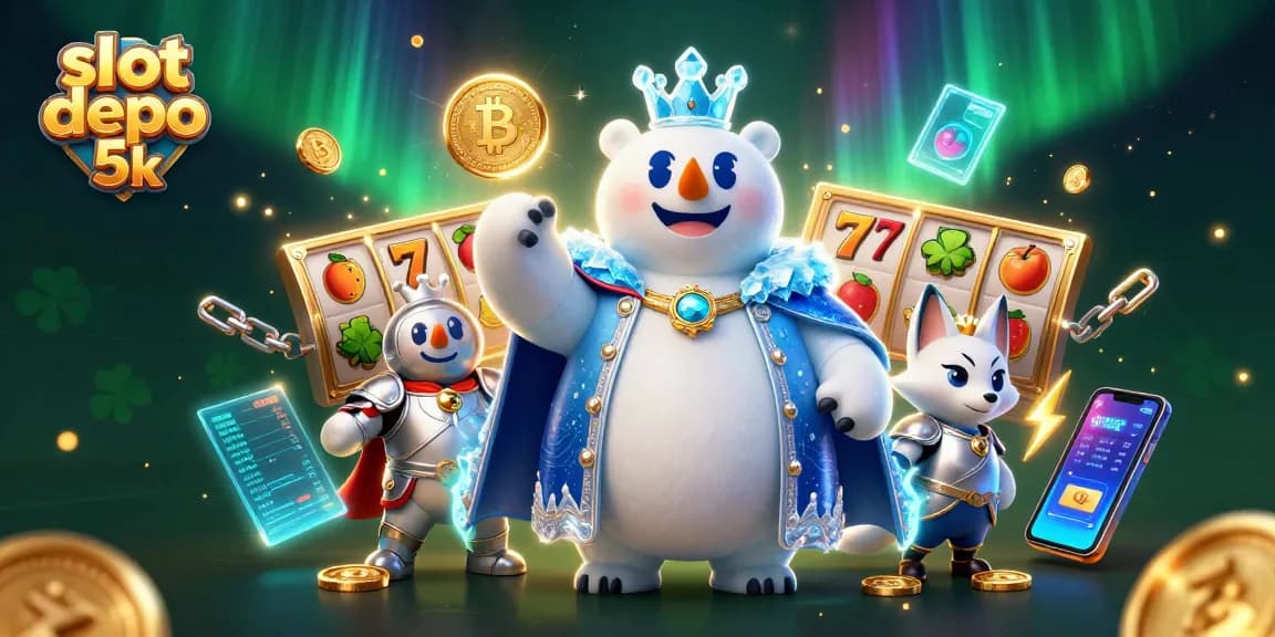 Experience thrilling gameplay with slot depo 5k as the ice king and fox explore a vibrant casino.