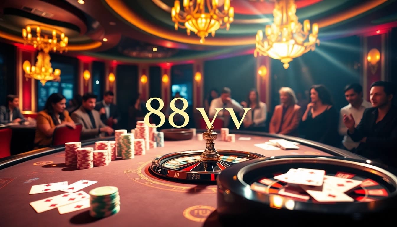 Engaging scene showcasing 88vv casino excitement with vibrant tables and thrilling action.