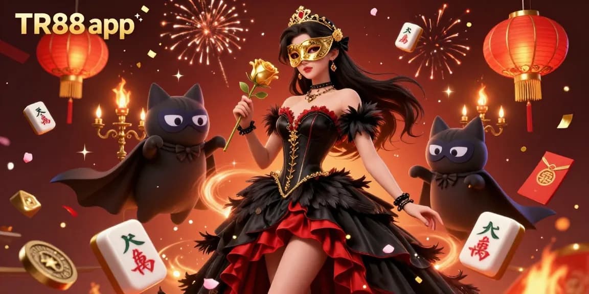 Experience the TR88 app's immersive casino atmosphere with dynamic characters and vibrant casino elements.
