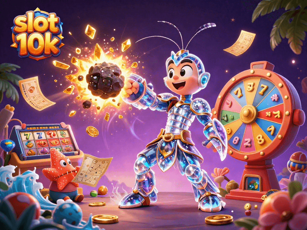 Spin for big wins with slot 10k in this vibrant cosmic casino illustration packed with excitement.