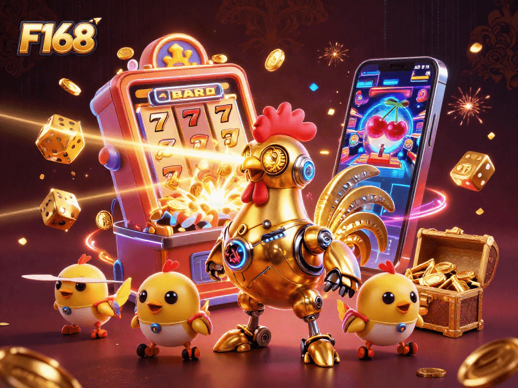 Engage with F168's vibrant gaming experience, featuring exciting slot machines, gold, and casino thrills.