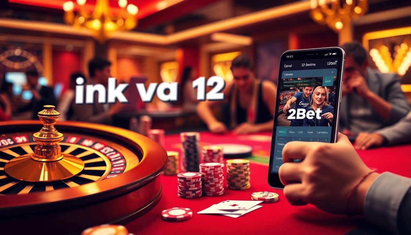 Action-packed casino scene featuring "ink vao 12bet" on a digital interface, capturing online gambling excitement.
