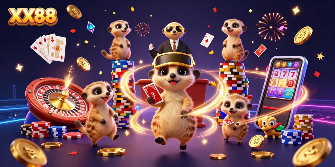 Join the excitement at XX88 as meerkats engage in thrilling casino activities!