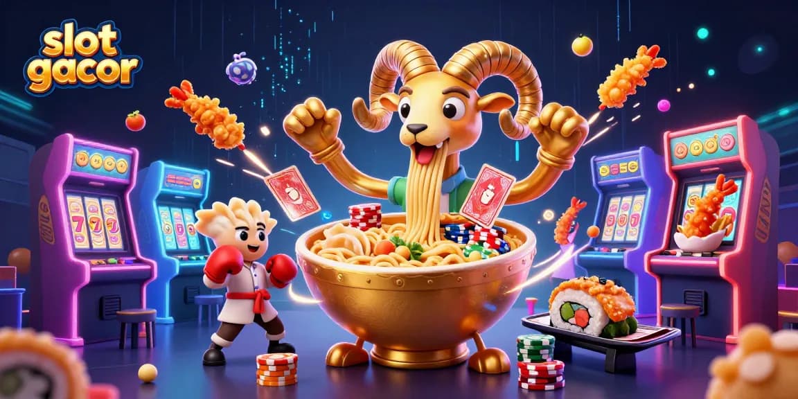 Engage with exciting slot gacor elements through a vibrant 3D casino scene featuring dynamic characters.