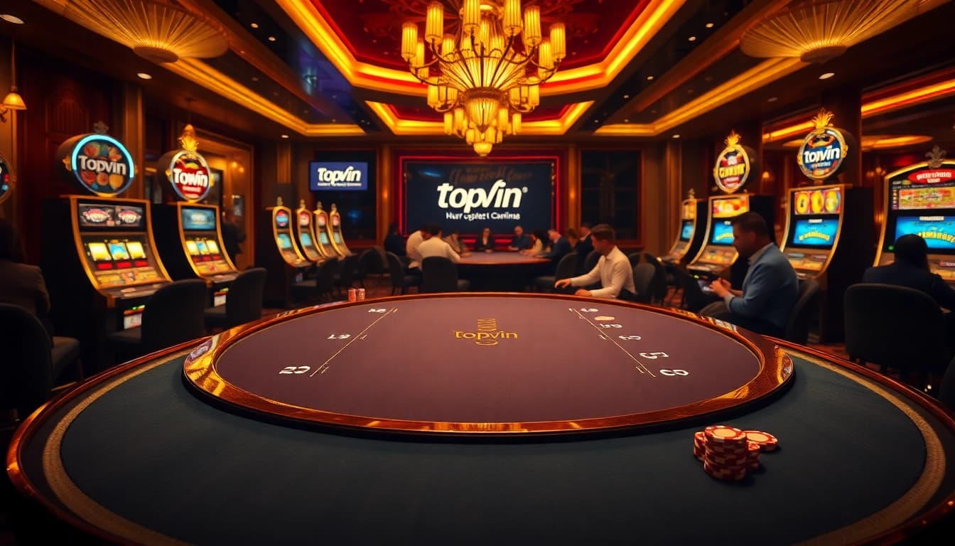Experience the excitement of Topvin at a luxurious casino setting with vibrant gaming action.