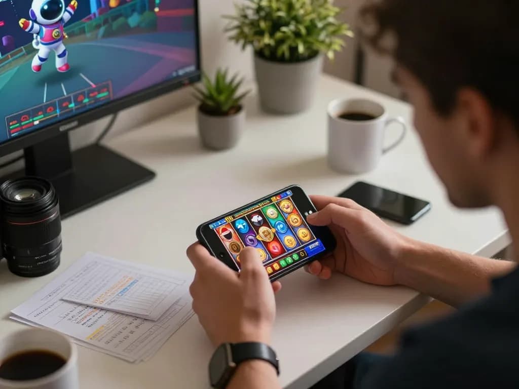 Player experiencing the Spaceman slot on their smartphone, preparing to cash out with excitement.