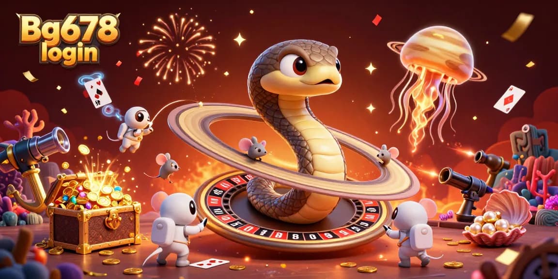 Engage with Bg678 login as cosmic dealer and astronaut mice celebrate with gaming action.
