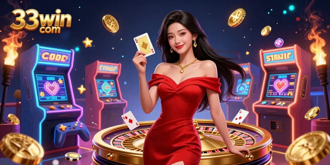 Explore vibrant online gaming with 33win com, featuring a stunning casino scene and engaging gameplay elements.