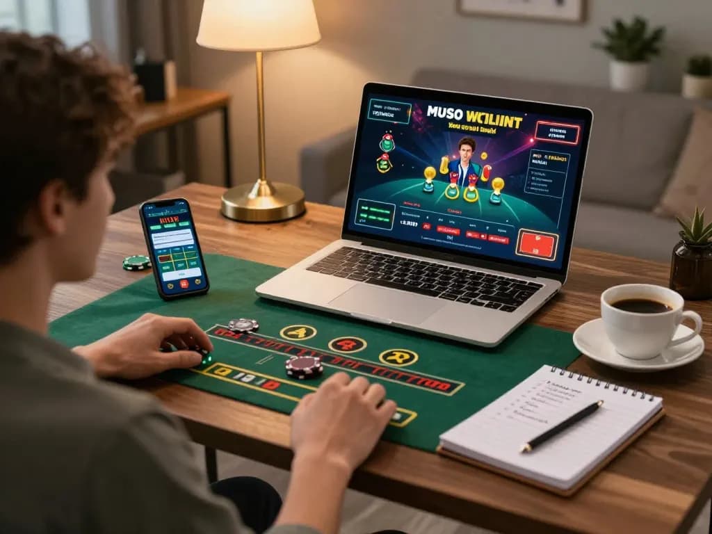 The official hidden wiki access displayed prominently as player engages in live online casino game on laptop.