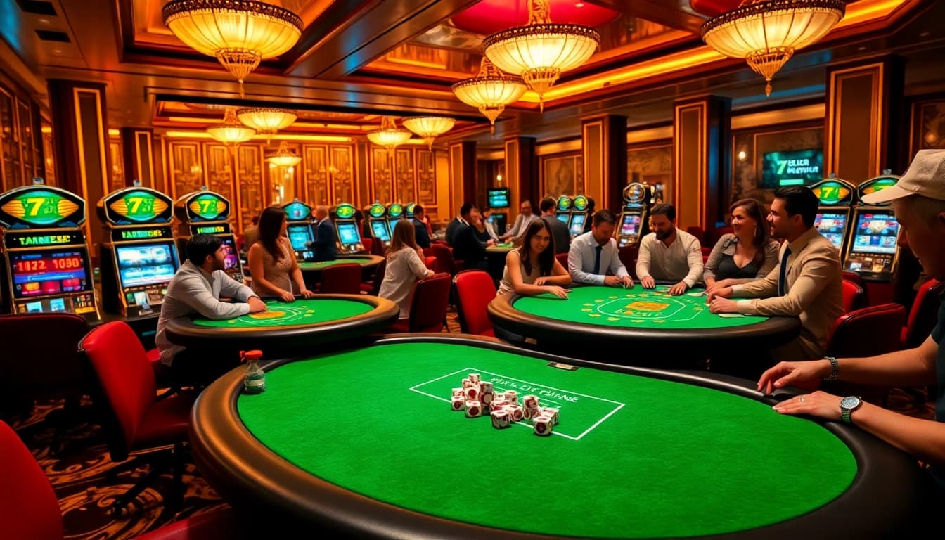 Experience an exciting game moment at 789club with poker chips and casino tables.