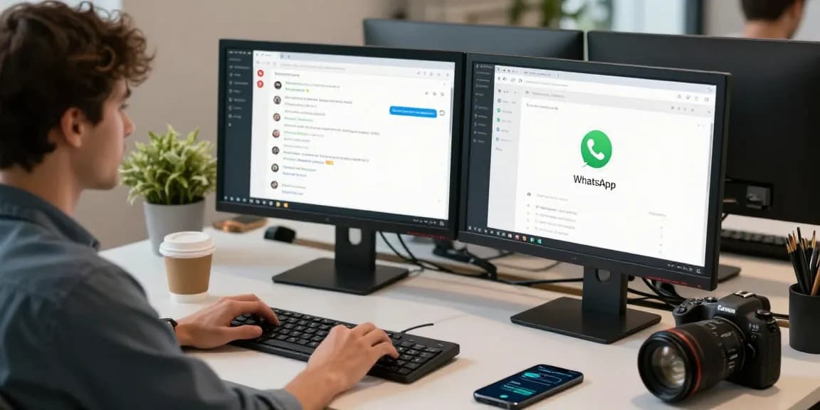 Using WhatsApp電腦版 for effective communication in a modern workspace.