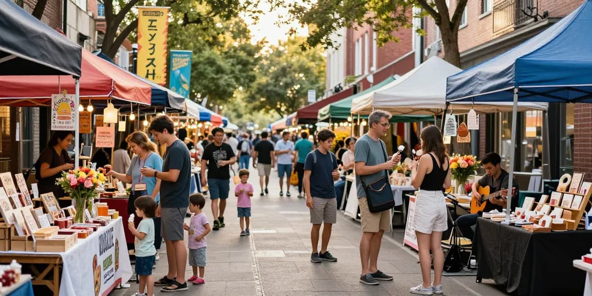 A lively urban shopping scene at https://forumup.org/shop/search.php?ca_id=&addr1=&addr2=&addr3=&schKeyword= with diverse shoppers enjoying an afternoon market.