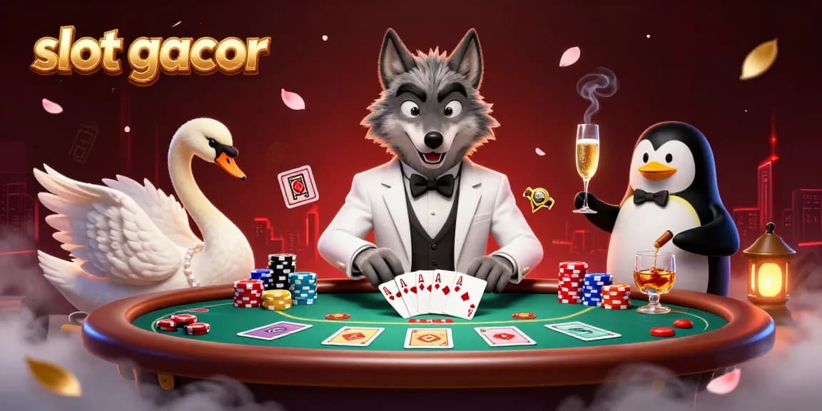 Engaging scene showcasing a sophisticated baccarat table highlighting slot gacor theme with animated characters.