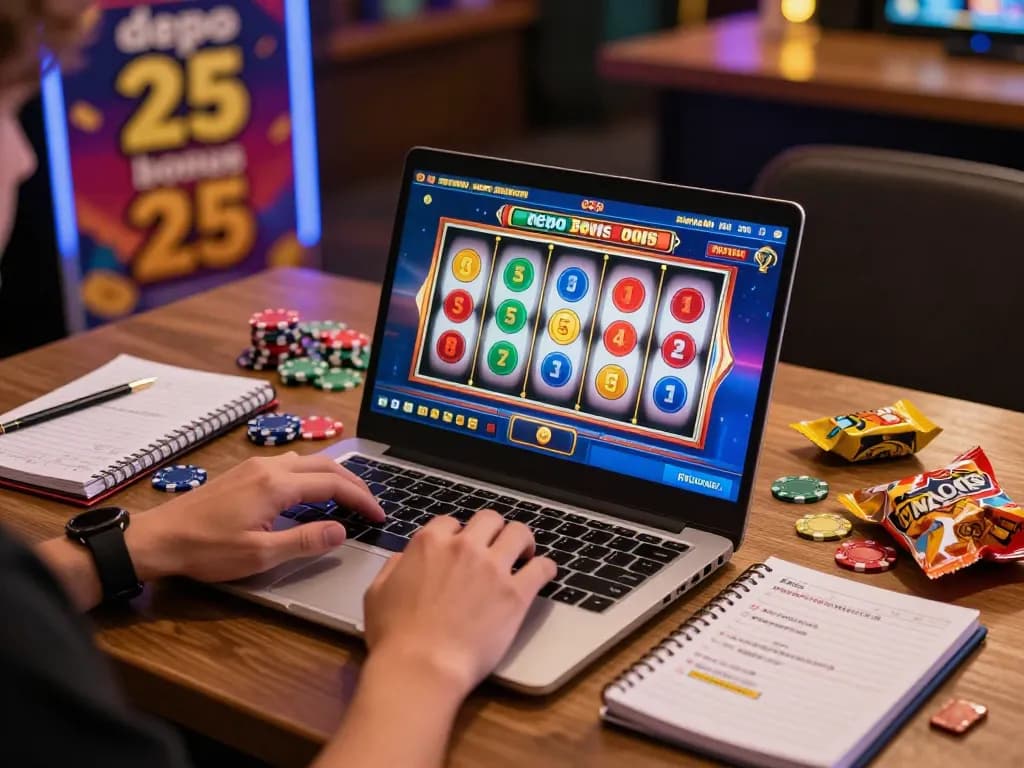 Engage in thrilling slots action with depo 25 bonus 25 while enjoying a cozy gaming setup.