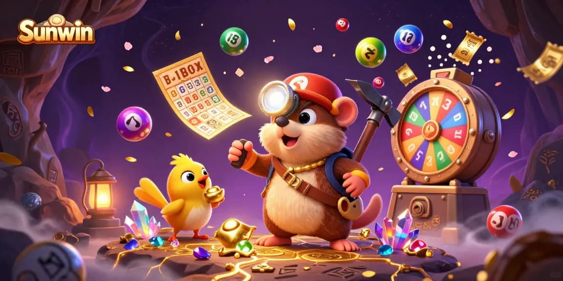 Experience Sunwin's thrilling online gaming adventure showcasing vibrant lottery and casino elements in a captivating scene.