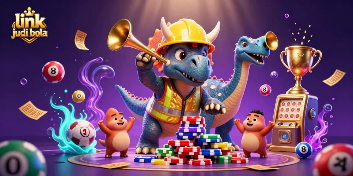 Experience thrilling moments with link judi bola as a triceratops builds poker chips with sports elements.