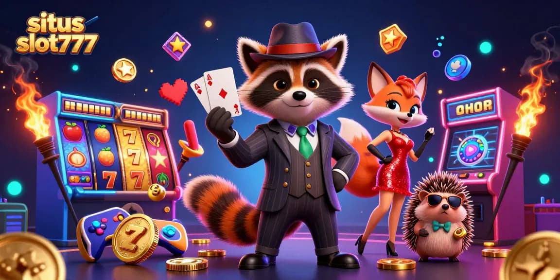 Play exciting slots at situs slot777 with characters enjoying a vibrant casino environment.