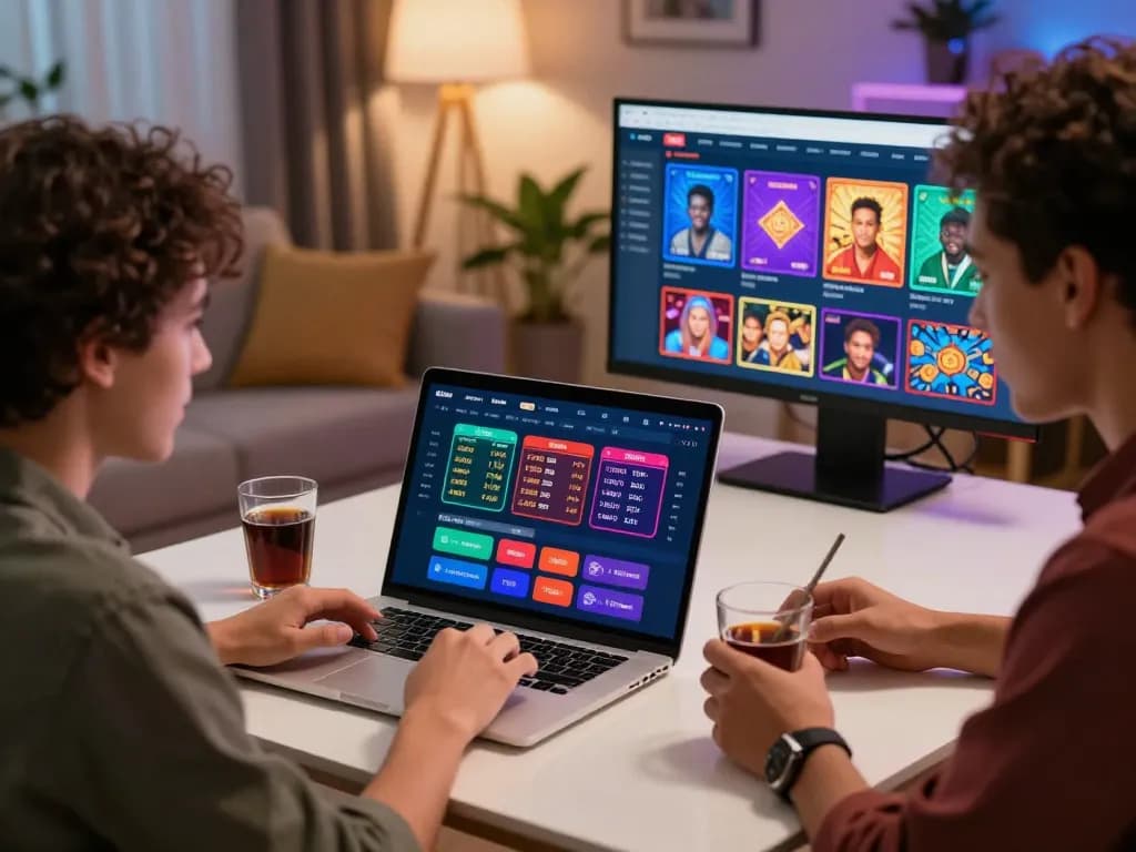Engaging online betting scene with players exploring betting options at https://8kbetcom.club/ in a cozy living room atmosphere.