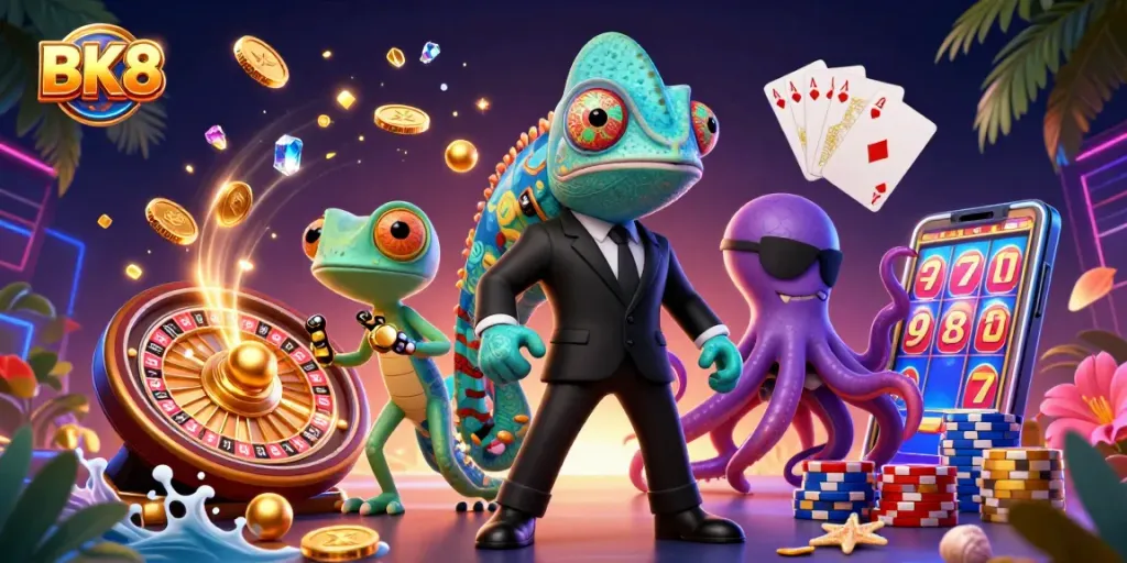 BK8's dynamic casino scene showcases thrilling chameleon gameplay with vibrant casino elements.