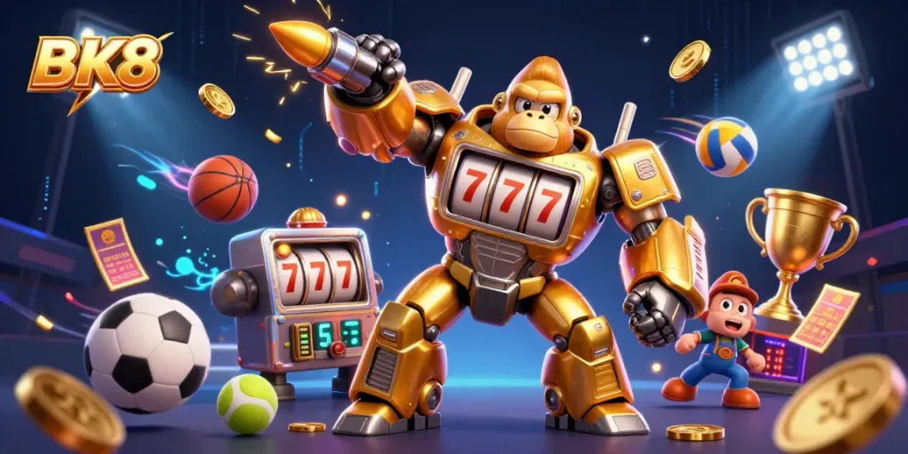 Experience thrilling wins at BK8 with dynamic sports elements and vibrant casino visuals.