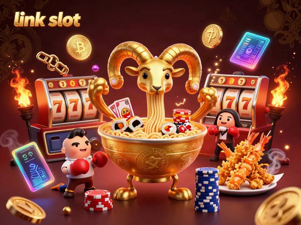 Permainan slot dengan karakter unik dan elemen menarik dalam ilustrasi, menampilkan "link slot".