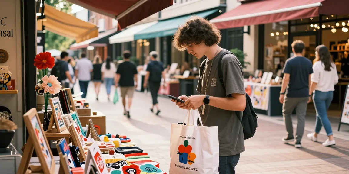 Engaging urban shopping scene at https://forumup.org/shop/search.php?ca_id=&addr1=&addr2=&addr3=&schKeyword= showcasing vibrant storefronts and a shopper browsing unique items.