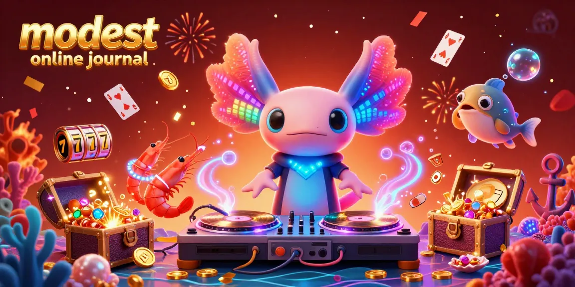 Experience thrilling gameplay in modest online journal's dynamic casino-themed 3D scene with vibrant characters.