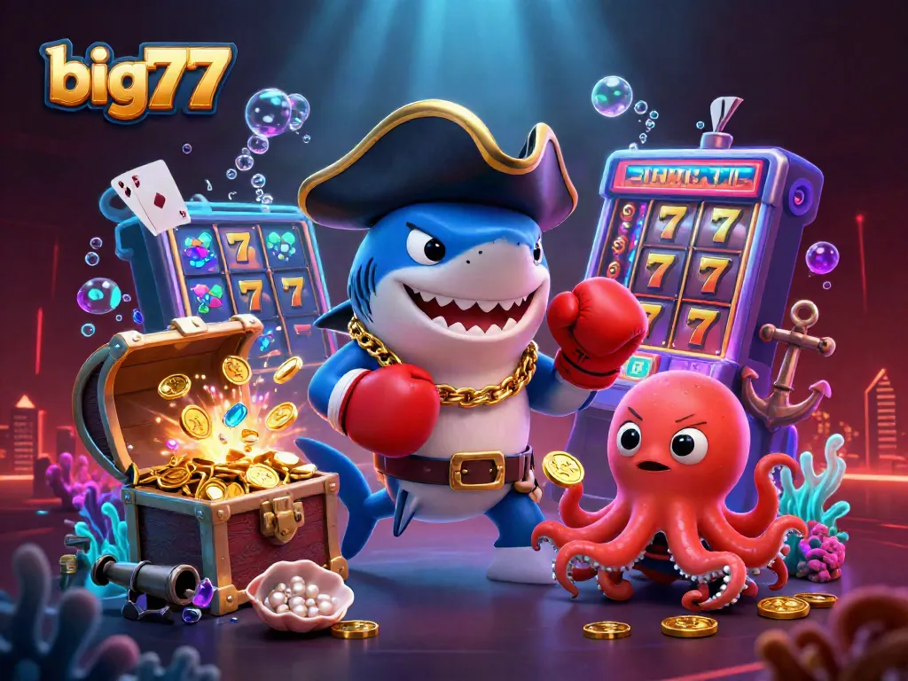 Big777 captures the thrill of slot gaming with vibrant characters and dynamic jackpot scenes.