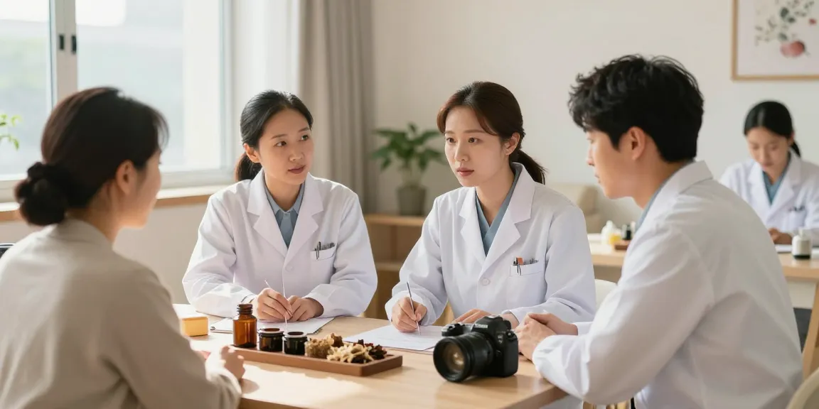 Expert treatment at 수원교통사고한의원 with caring practitioners assisting patients in a warm clinic environment.