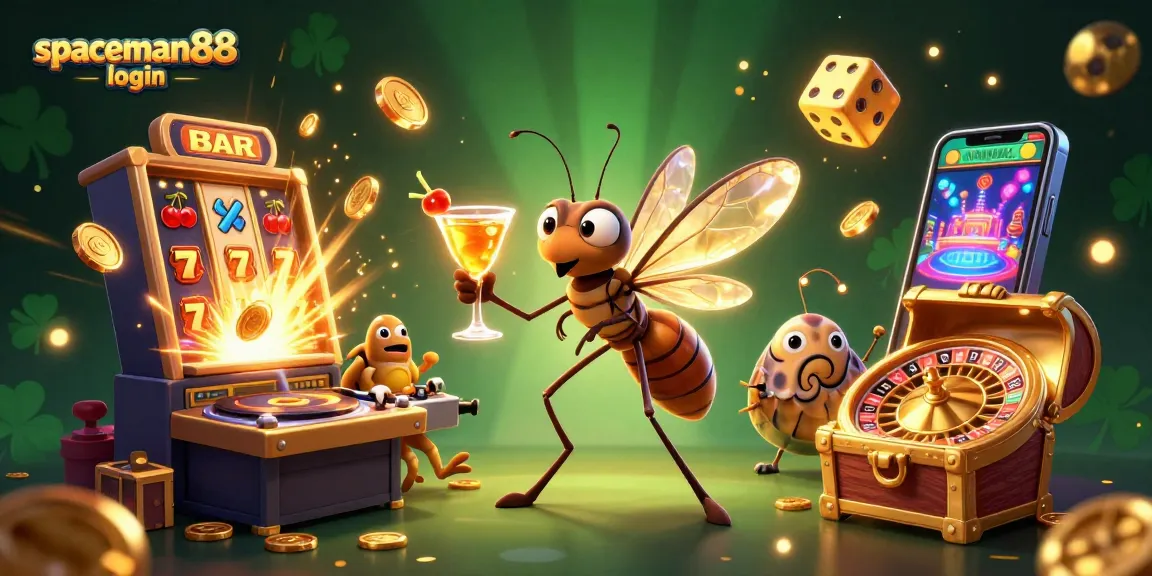 Engage with spaceman88 login as the frozen mosquito mascot wins with a golden cocktail amidst vibrant casino chaos.