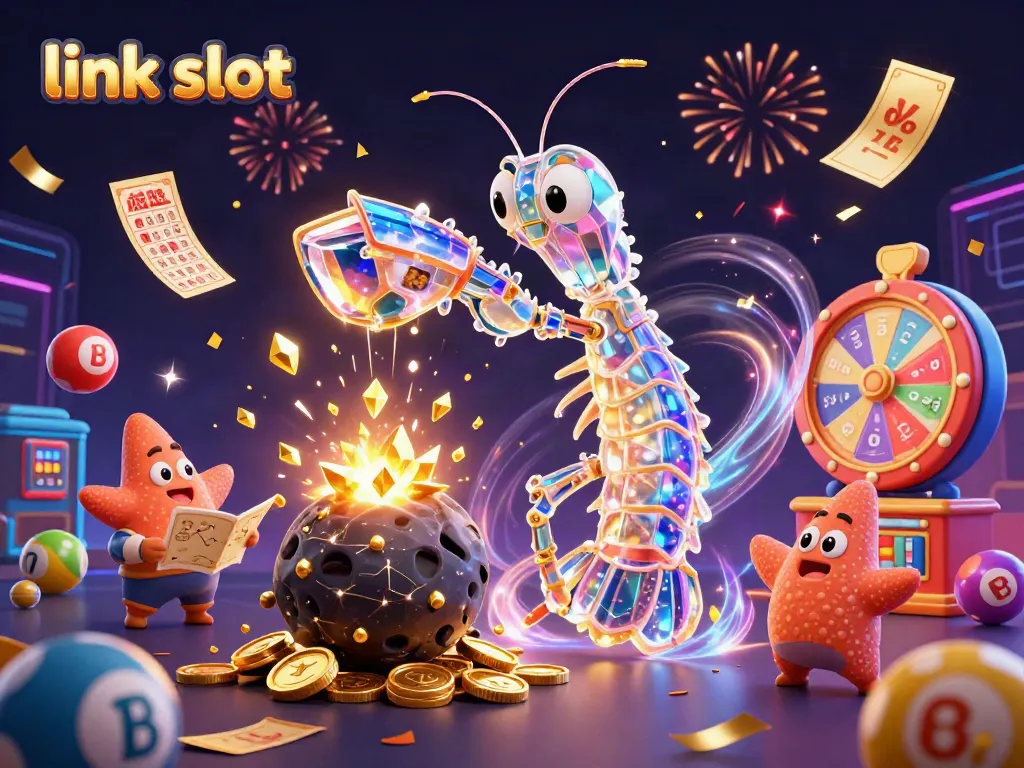 Galaksi samurai mantis udang yang mengalahkan batu ruang dan mengumpulkan emas saat bermain link slot.