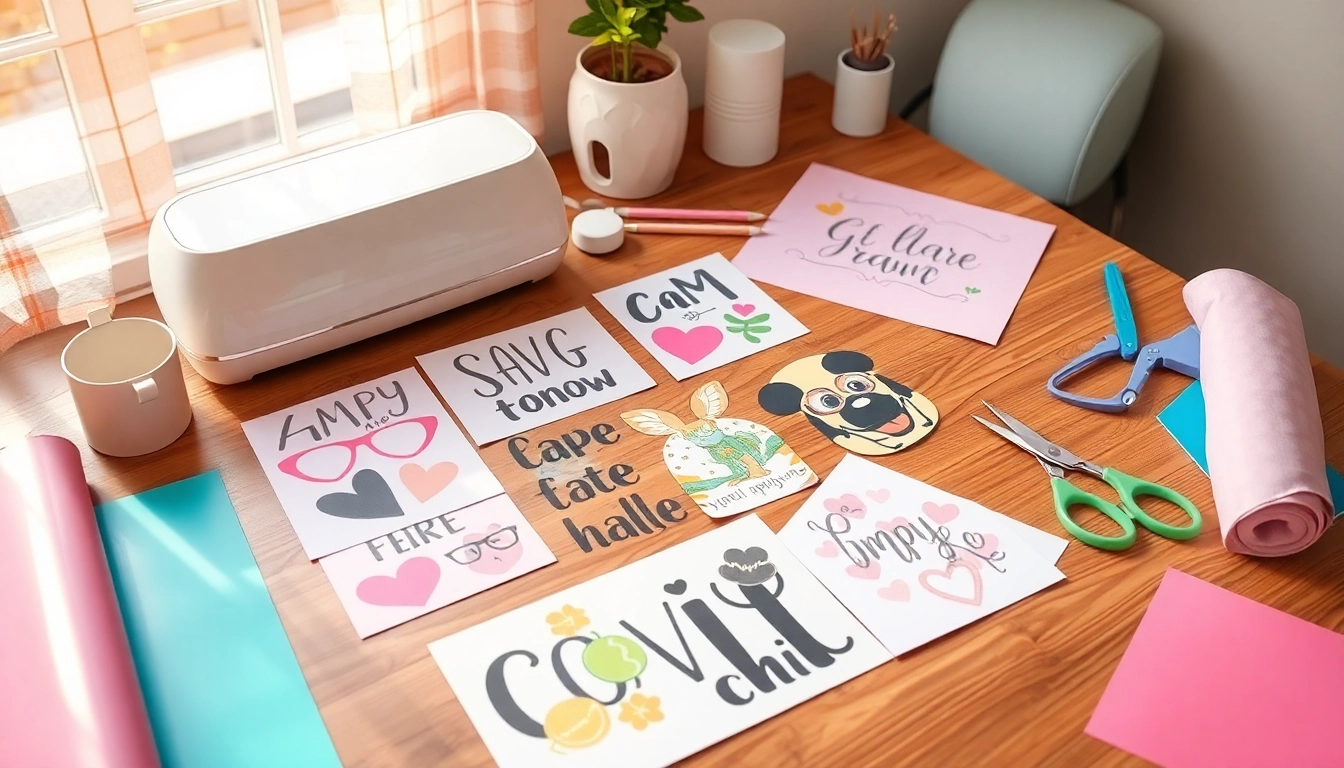 Explore unique design bundles SVG cut files for Cricut on a crafting table.