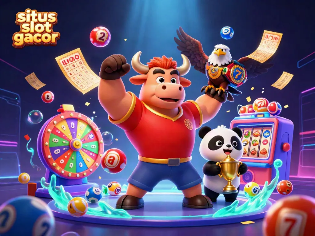 Mempersembahkan situs slot gacor dengan ratusan bola lotere berwarna dan karakter 3D seperti banteng, elang, dan panda.
