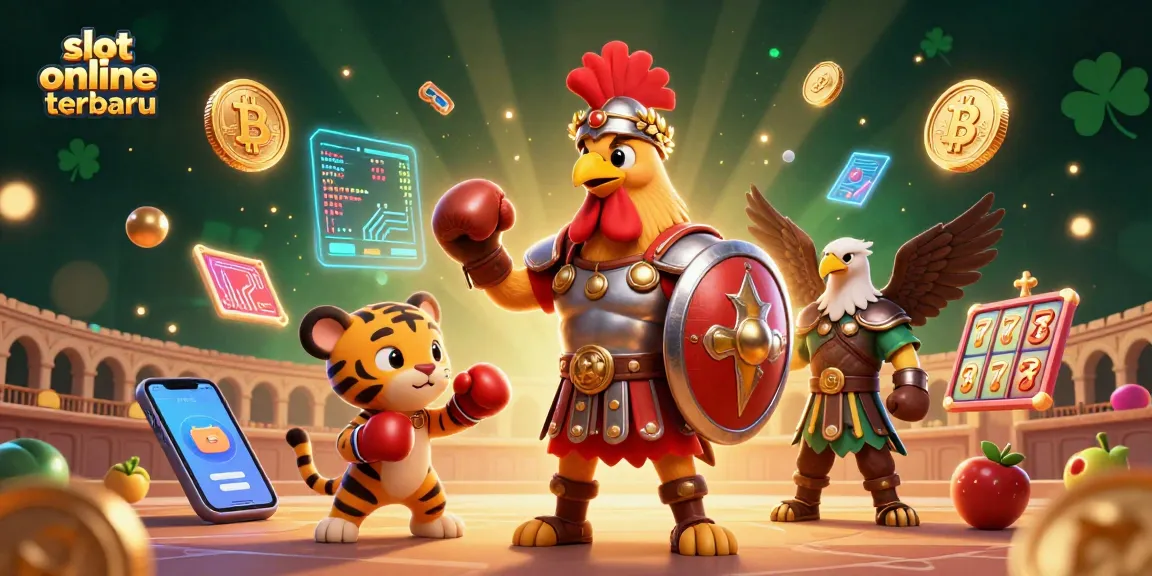 Mainkan slot online terbaru dengan beragam permainan menarik di latar belakang glitzy kasino.