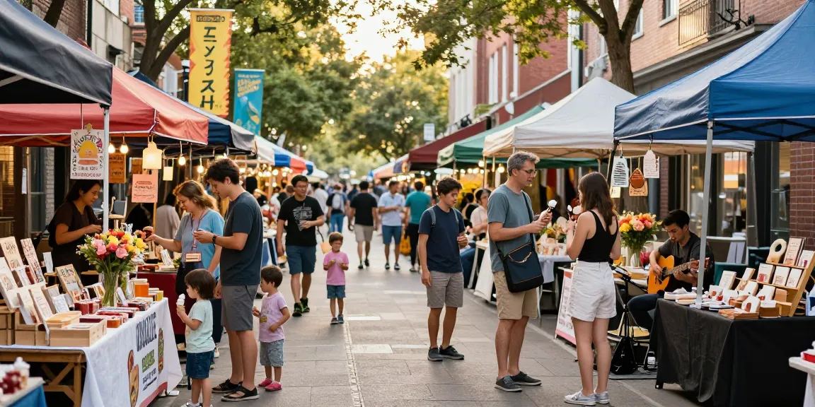 A lively urban shopping scene at https://forumup.org/shop/search.php?ca_id=&addr1=&addr2=&addr3=&schKeyword= with diverse shoppers enjoying an afternoon market.