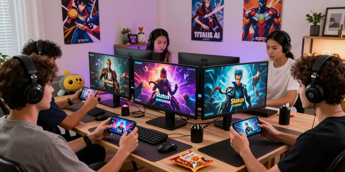 Players enjoying the Status game, interacting with avatars and characters in a vibrant gaming environment.