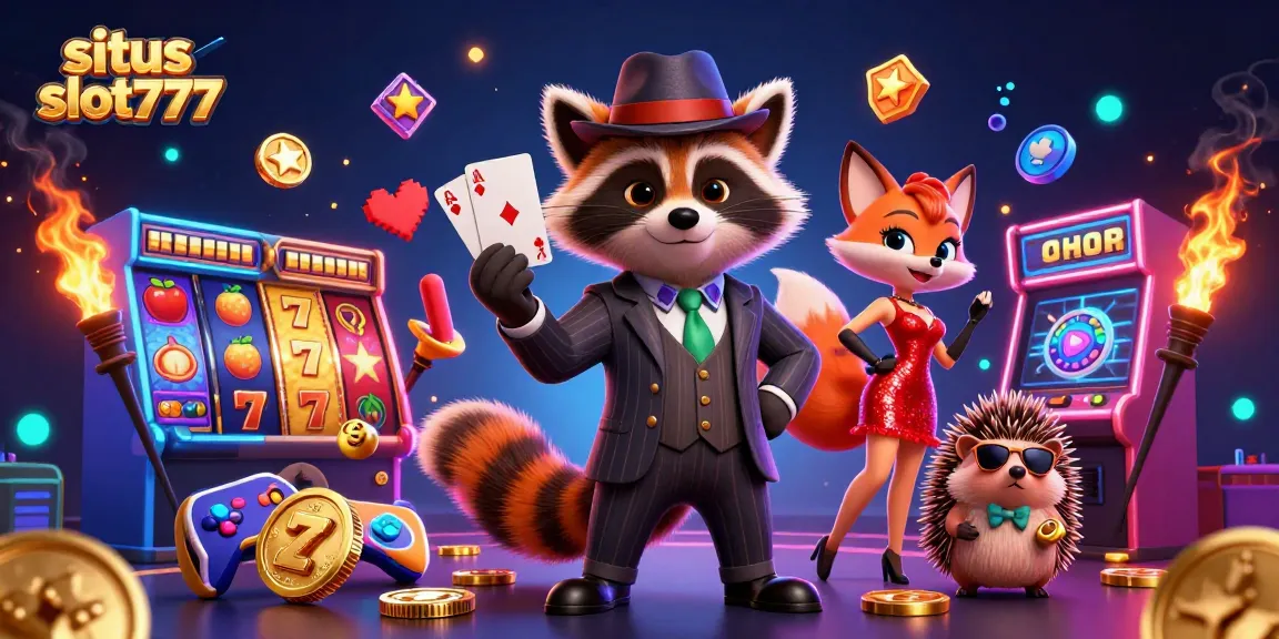 Play exciting slots at situs slot777 with characters enjoying a vibrant casino environment.