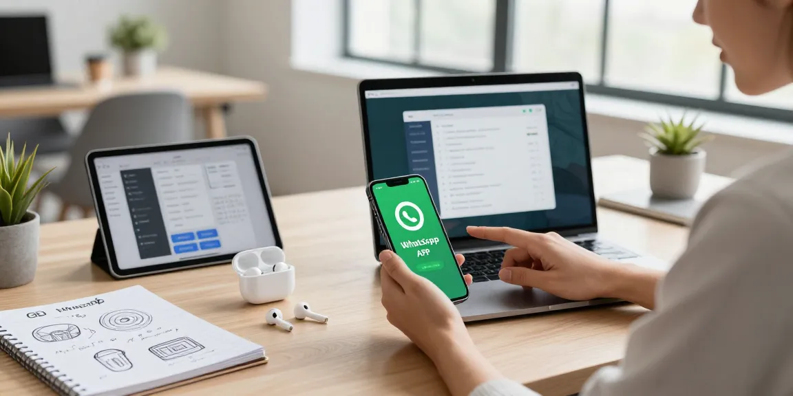 Explore the GB WhatsApp APK features on a sleek smartphone in a modern tech workspace.
