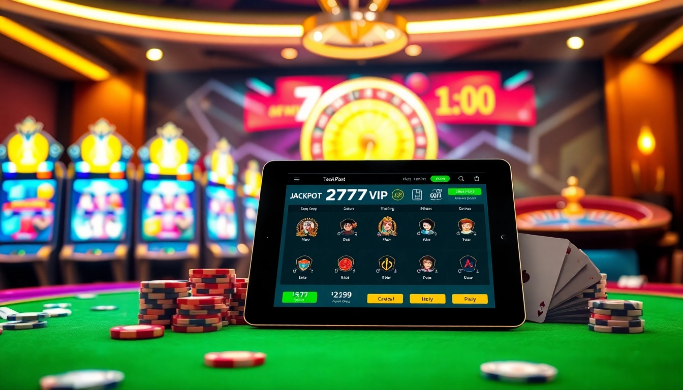 Engage with the thrill of the 777VIP Bet App featuring colorful slot machines and vibrant game elements.