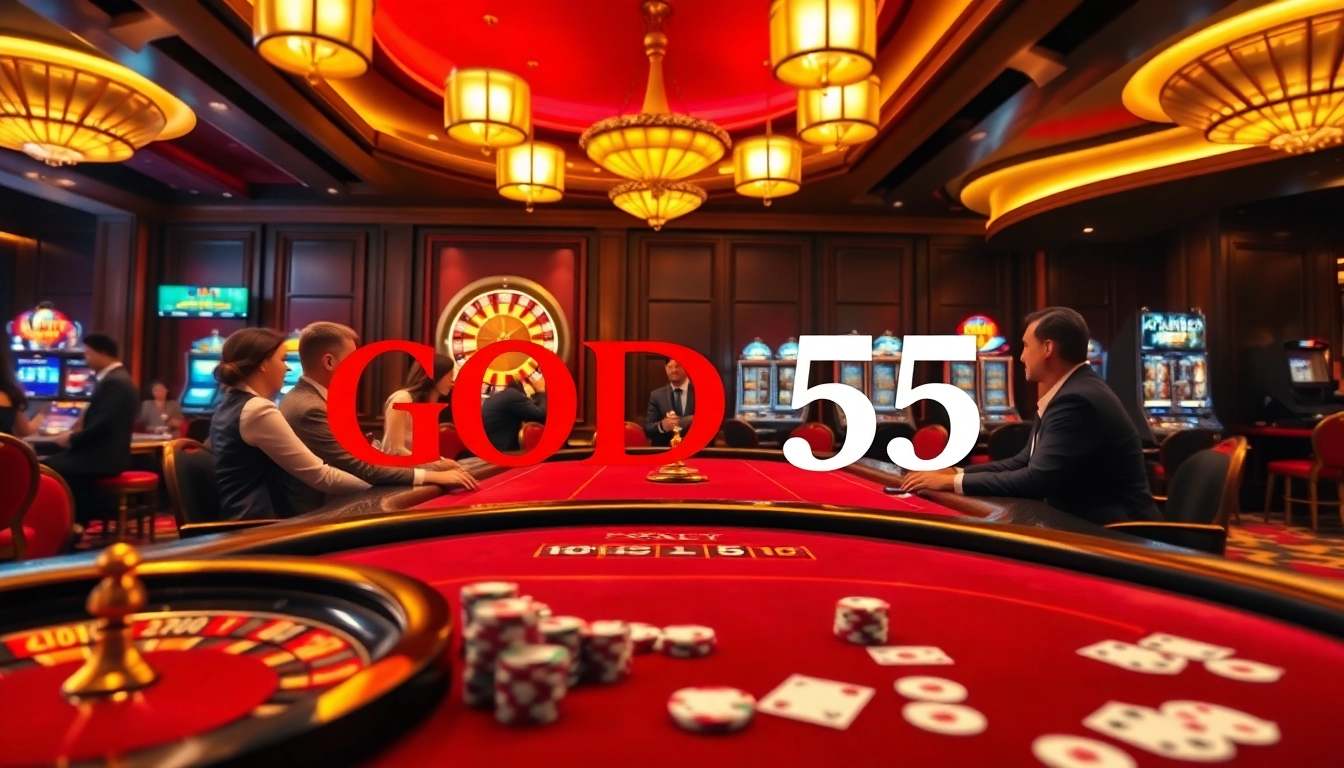 Experience the thrill of gaming at GOD 55 with luxurious casino visuals and exciting tables.