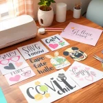 Explore unique design bundles SVG cut files for Cricut on a crafting table.