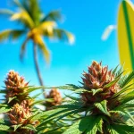 Explore the vibrant miami runtz strain buds in a tropical beach setting. Perfect for relaxation!