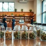 Learn how to get weed in uk from a vibrant cannabis shop display.