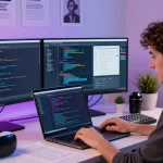 Developer enhancing koboldai chatbot features in a modern coding workspace.