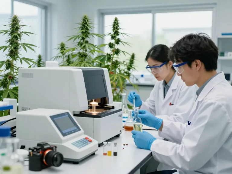 Cannabinoid manufacturer Europe conducting lab research on cannabinoid extraction from hemp plants.