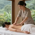 Relaxing 구로마사지 session in a tranquil spa with soothing ambiance.