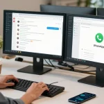 Using WhatsApp電腦版 for effective communication in a modern workspace.