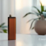 Explore the features of a sleek disposable THC vape device on a minimalist table in a serene setting.