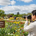 Discover the stunning beauty of Capay Valley Garden during peak season with vibrant flowers and cheerful tourists, explored with NAGA2000.